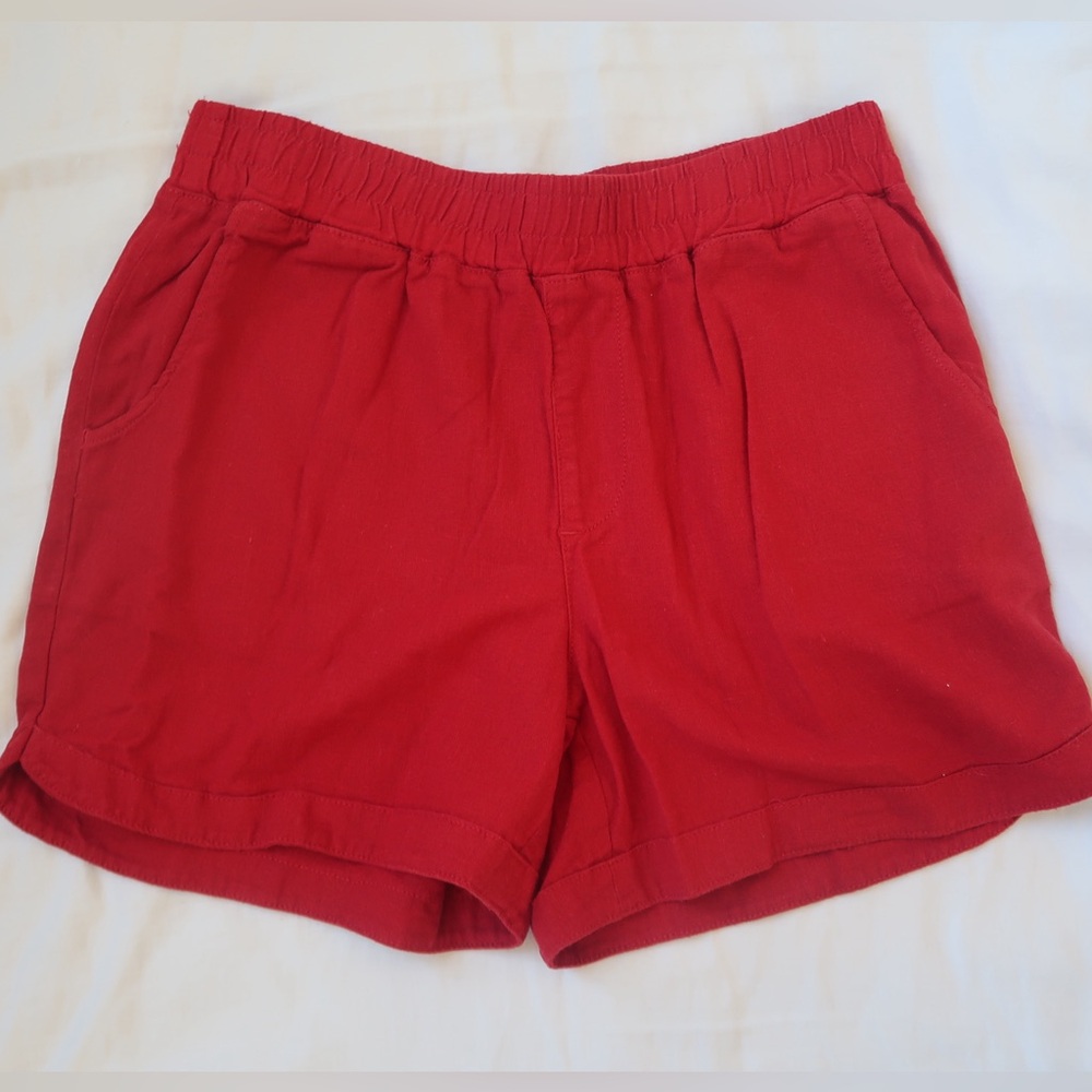 Red Linen Shorts Vintage